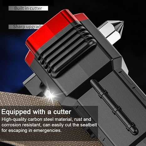 Emergency Survival Torch with Rechargeable LED Flashlight, Glass Breaker, Cutter Blade – Ideal Car Safety Tool for Night Travel or Rescue