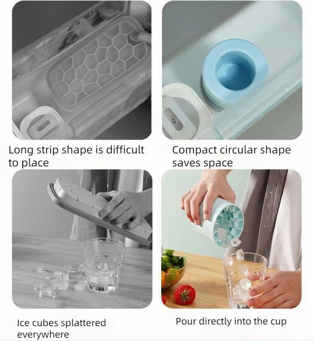 2-in-1 Silicone Ice Cube Maker & Storage Box – Portable Ice Tray