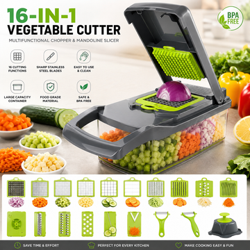 16-in-1 Vegetable Cutter – Multifunctional Chopper & Mandoline Slicer