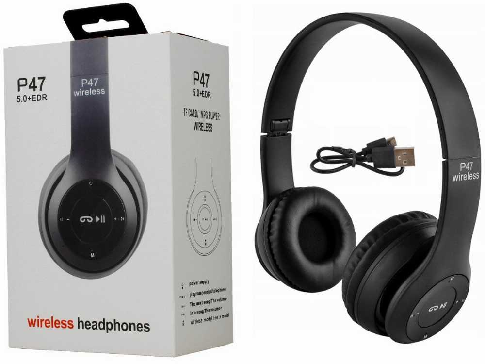 P47 Wireless Bluetooth Headphones – Foldable Headset with FM Radio