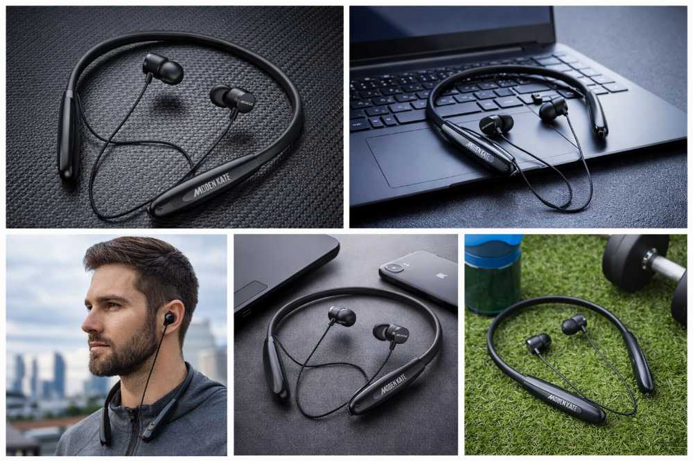 MNB-090 Wireless Neckband Earphones – Bluetooth Sports Headset with 50+ Hours Music Time