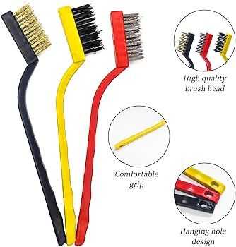 3-Piece Kitchen Cleaning Brush Set – Steel, Brass & Nylon Scrub Brushes