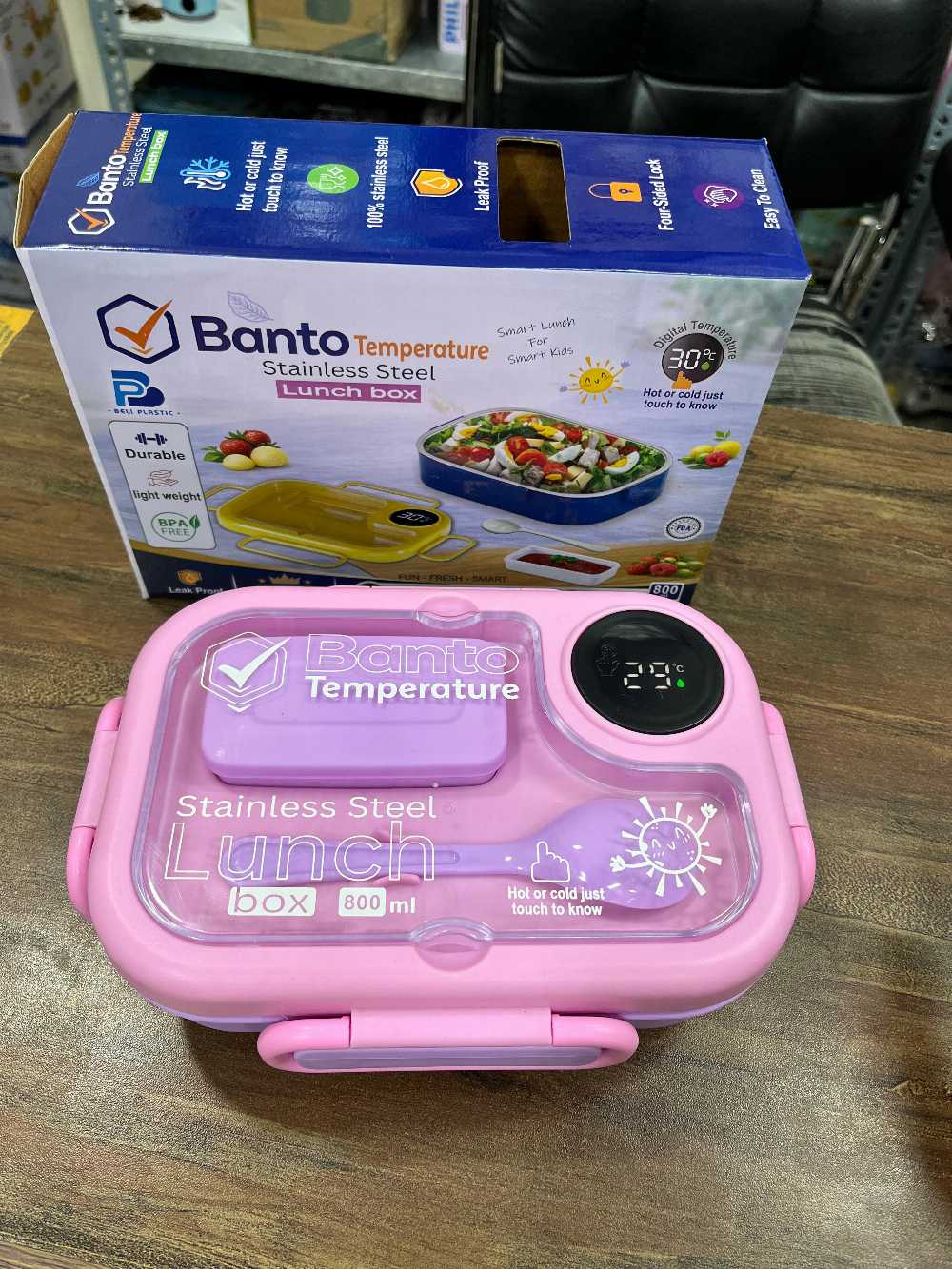 Smart Stainless Steel Lunch Box with Digital Temperature Display – 800ml
