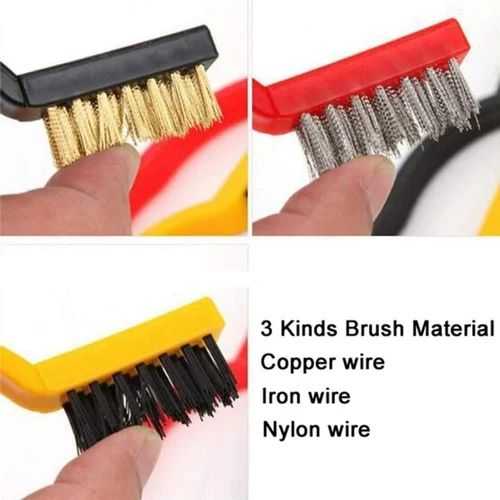 3-Piece Kitchen Cleaning Brush Set – Steel, Brass & Nylon Scrub Brushes