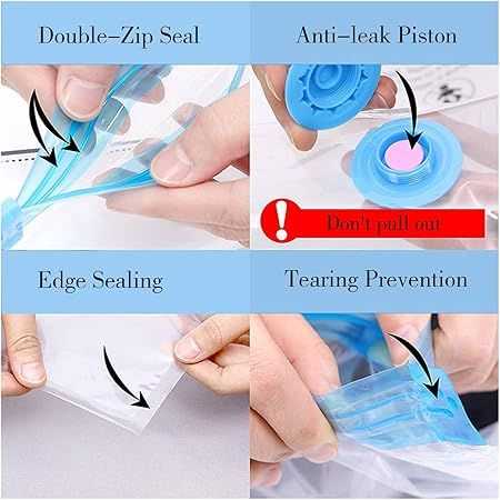 Vacuum Storage Bags Set – 5 Bags + Hand Pump | Space Saving Storage Organizer