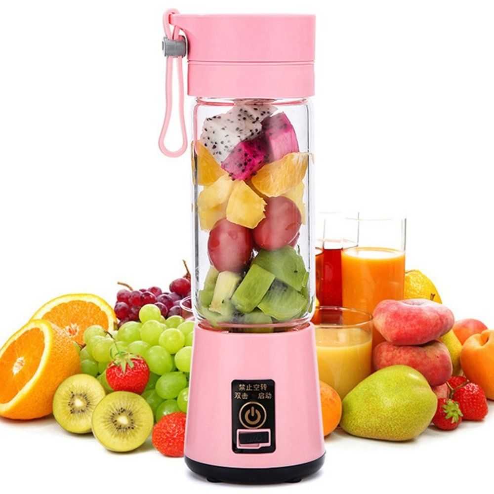 Portable Rechargeable Juicer Blender – 380ml 6-Blade Mini Fruit Smoothie Maker