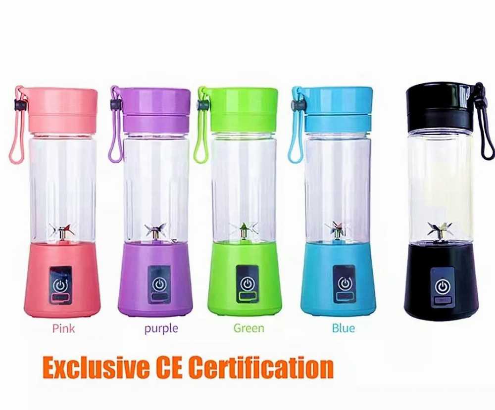 Portable Rechargeable Juicer Blender – 380ml 6-Blade Mini Fruit Smoothie Maker