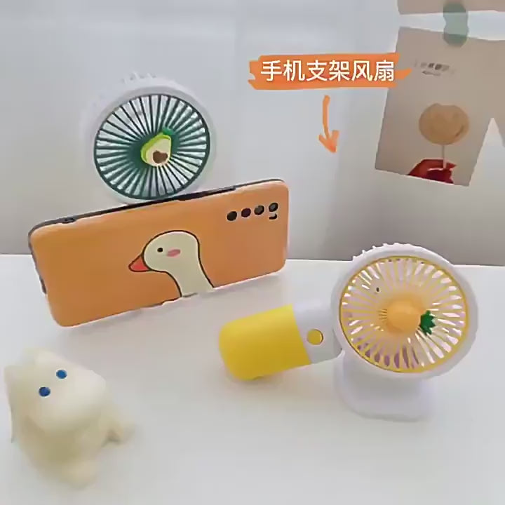Mini Fruit Portable Fan – 3-Speed Rechargeable Pocket Fan