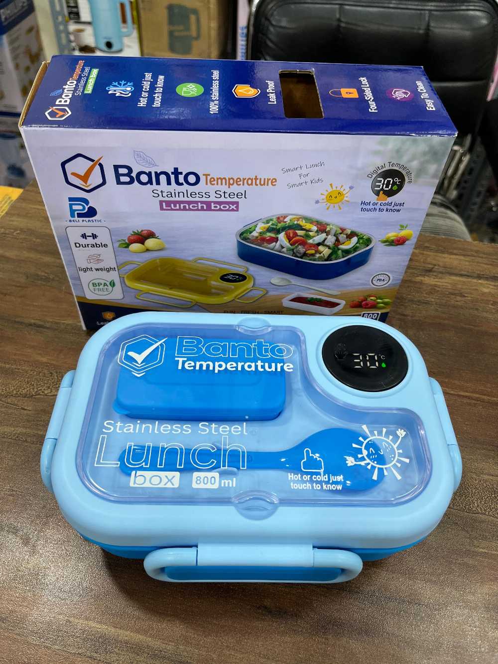 Smart Stainless Steel Lunch Box with Digital Temperature Display – 800ml